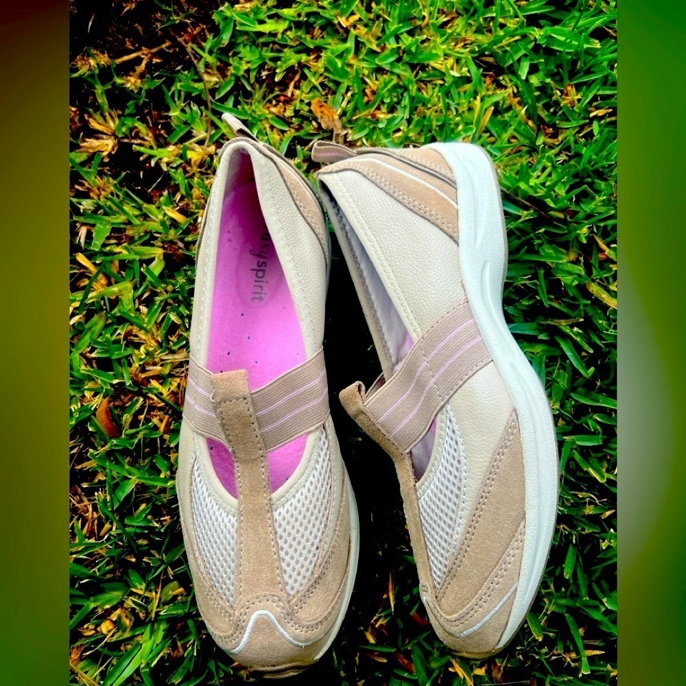 EASY SPIRIT 7th Ave Natural Pink Slip On Mary Jane Casual Comfort size 8